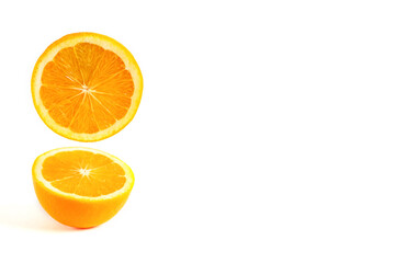 fresh cut orange isolated on white background