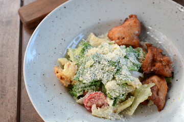 Caesar salad in a restaurant