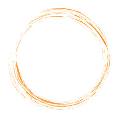 Circle brush stroke vector isolated on white background. Orange enso zen circle brush stroke. For stamp, seal, ink and paintbrush design template. Grunge hand drawn circle shape, vector illustration