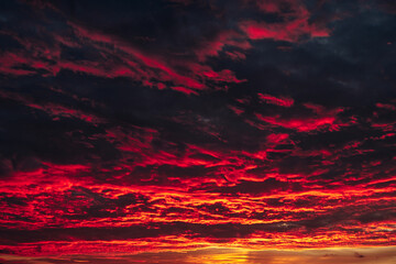 Fiery, red skies.