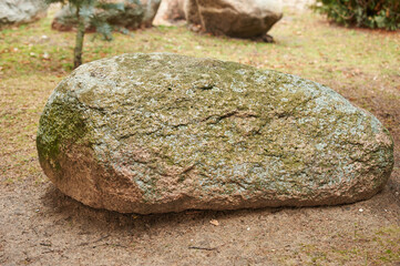 Big stone. Big rock in the park.