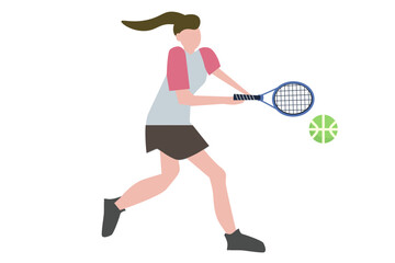 Young woman playing tennis. Vector illustration. tennis player
