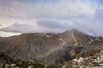 Low clouds over the high mountains (Pyrenees Mountains, Spain, Catalonia)