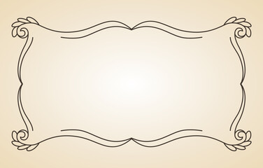 Decorative frame. Vintage calligraphic antique border. Ornate calligraph rectangle frame filigree floral ornaments for framed certificate template