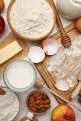 Concept of cooking cake or pie, top view