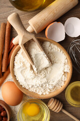 Concept of cooking cake or pie, top view