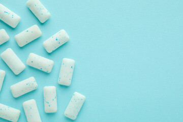 Concept of chewing or bubble gum, space for text