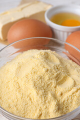 Concept of cooking cake or pie, close up