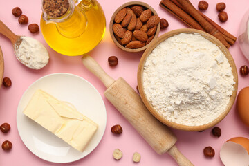 Concept of cooking cake or pie, top view