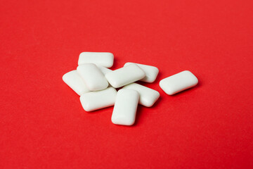 Concept of chewing or bubble gum, close up
