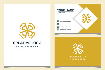 flower and diamond design logo template with business card design