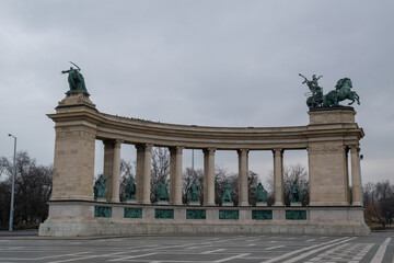 Fototapeta na wymiar Millennium monument on Hero square in Budapest, Hungary