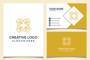 flower and diamond design logo template with business card design