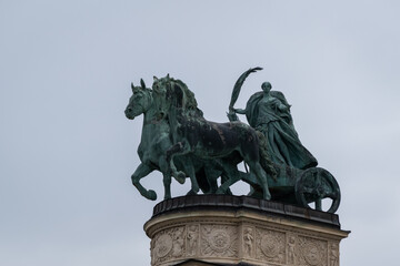 Millennium monument on Hero square in Budapest, Hungary