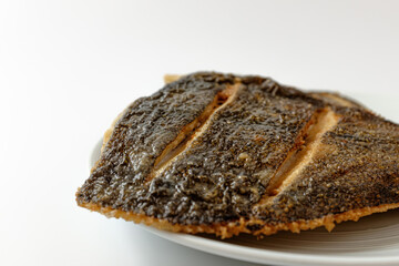 Grilled flounder on a white background
