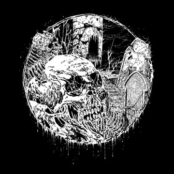 circle death metal illustration. skull horror art
