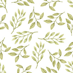 Watercolor leaf seamless pattern