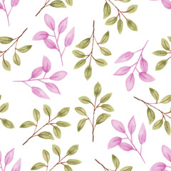 Watercolor leaf seamless pattern