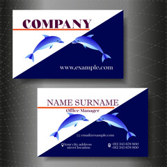 A business card for a marine company and a marine holiday. Company contact card. A two-sided image of a business card with a logo and contact details. Modern business card template design.
