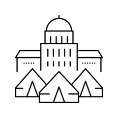 government building refugee campground line icon vector illustration