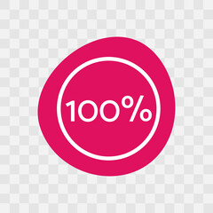 100 percent chart. Vector percentage infographics. Magenta isolated icon on transparent background. Sign for download, growth, progress, business, finance, design
