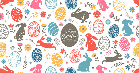 Easter day vintage color background banners wallpapers wrapping doodle style vector illustration