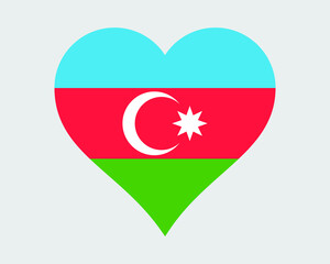 Azerbaijan Heart Flag. Azerbaijani Azeri Love Shape Country Nation National Flag. Republic of Azerbaijan Banner Icon Sign Symbol. EPS Vector Illustration.