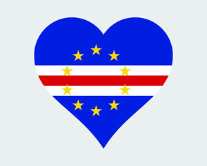 Cape Verde Heart Flag. Cabo Verde Love Shape Country Nation National Flag. Republic of Cabo Verde Banner Icon Sign Symbol. EPS Vector Illustration.