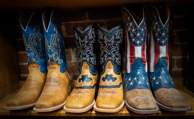 Cowboys Boots decorated With The American Flag In Downtown Nashville, Tennessee