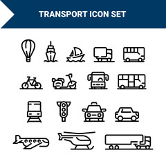 16 Transport line icon set 
