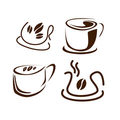 coffee shop and business logo set concept vector illustration