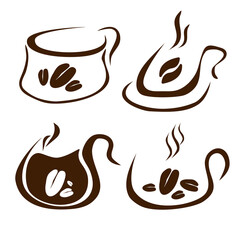 coffee shop and business logo set concept vector illustration