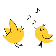 Two cute singing easter chickens. Good for greeting cards, banners, invitations, flyers.