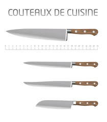 COUTEAUX DE CUISINE PROFESSIONNELS - vecteur, set