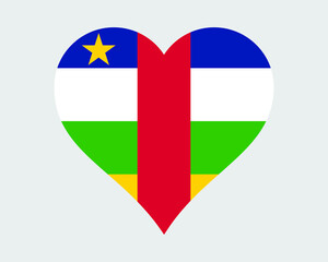 Central African Republic Heart Flag. CAR Love Shape Country Nation National Flag. Centrafrique Banner Icon Sign Symbol. EPS Vector Illustration.