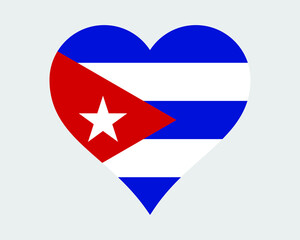 Cuba Heart Flag. Cuban Love Shape Country Nation National Flag. Republic of Cuba Banner Icon Sign Symbol. EPS Vector Illustration.