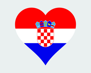 Croatia Heart Flag. Croatian Love Shape Country Nation National Flag. Republic of Croatia Banner Icon Sign Symbol. EPS Vector Illustration.
