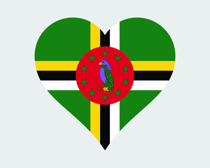 Dominica Heart Flag. Dominican Love Shape Country Nation National Flag. Commonwealth of Dominica Banner Icon Sign Symbol. EPS Vector Illustration.