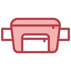 WAIST BAG red line icon,linear,outline,graphic,illustration