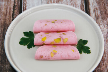 meat sausage with pieces of olives