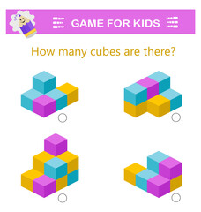 Math logic game. Attention tasks for children. Kids activity sheet