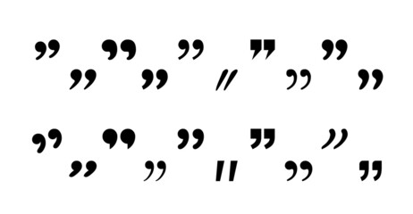 Big Set black different Quotation marks. Quotation marks in glyph style,