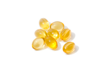 Close up of  oil filled capsules suitable for: fish oil, omega 3, omega 6, omega 9,  vitamin A,...