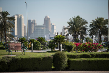 Doha,Qatar- December 23,2018 : Skyline of Doha's Financial District (West Bay)&nbsp;.