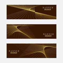 Set of brown and gold banner background