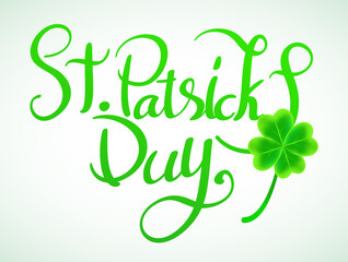 Shamrock leaves pattern background Typography composition of St. Patrick's Day with lucky clover on green background. Vector illustrator design template.