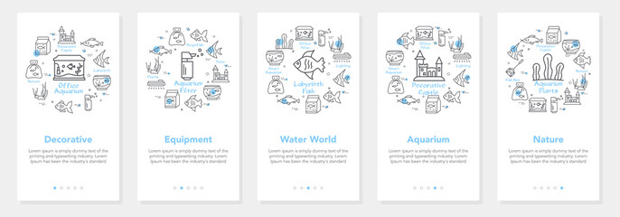 Naklejka premium Water life white vertical banners collection with linear illustrations