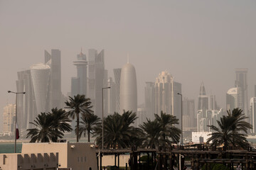 Doha,Qatar- December 23,2018 : Skyline of Doha's Financial District (West Bay) .