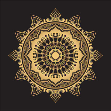 Mandela Design Template  Luxury Gold Background Colorful Mandala Vector