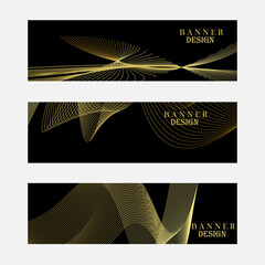 Set of black and gold banner design